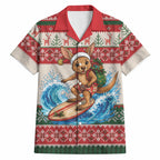 Aussie Wallaby Santa Surf Christmas Hawaiian Shirt Festive Knitted Pattern Inspired