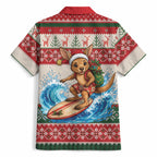 Aussie Wallaby Santa Surf Christmas Hawaiian Shirt Festive Knitted Pattern Inspired