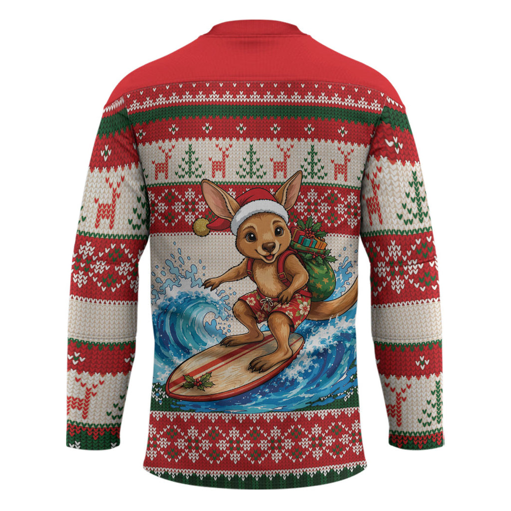 Aussie Wallaby Santa Surf Christmas Hockey Jersey Festive Knitted Pattern Inspired