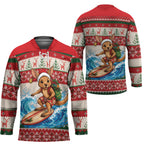 Aussie Wallaby Santa Surf Christmas Hockey Jersey Festive Knitted Pattern Inspired