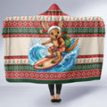 Aussie Wallaby Santa Surf Christmas Hooded Blanket Festive Knitted Pattern Inspired