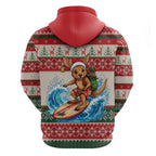 Aussie Wallaby Santa Surf Christmas Hoodie Festive Knitted Pattern Inspired