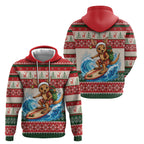 Aussie Wallaby Santa Surf Christmas Hoodie Festive Knitted Pattern Inspired