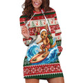 Aussie Wallaby Santa Surf Christmas Hoodie Dress Festive Knitted Pattern Inspired