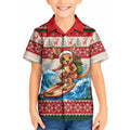 Aussie Wallaby Santa Surf Christmas Kid Hawaiian Shirt Festive Knitted Pattern Inspired