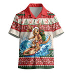 Aussie Wallaby Santa Surf Christmas Kid Hawaiian Shirt Festive Knitted Pattern Inspired