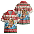 Aussie Wallaby Santa Surf Christmas Kid Hawaiian Shirt Festive Knitted Pattern Inspired
