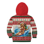 Aussie Wallaby Santa Surf Christmas Kid Hoodie Festive Knitted Pattern Inspired