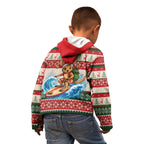 Aussie Wallaby Santa Surf Christmas Kid Hoodie Festive Knitted Pattern Inspired