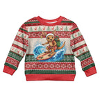 Aussie Wallaby Santa Surf Christmas Kid Ugly Christmas Sweater Festive Knitted Pattern Inspired