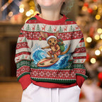 Aussie Wallaby Santa Surf Christmas Kid Ugly Christmas Sweater Festive Knitted Pattern Inspired
