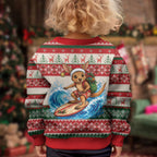 Aussie Wallaby Santa Surf Christmas Kid Ugly Christmas Sweater Festive Knitted Pattern Inspired