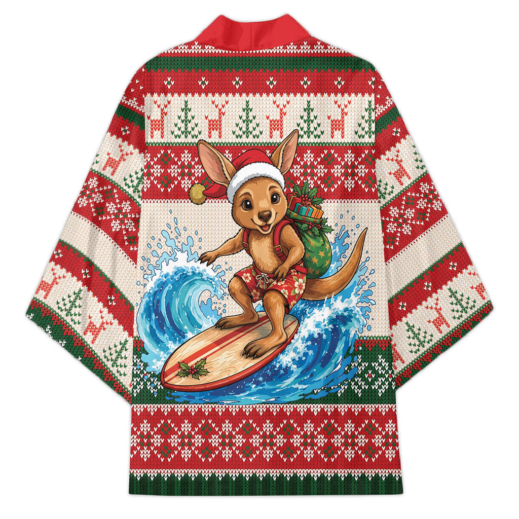 Aussie Wallaby Santa Surf Christmas Kimono Festive Knitted Pattern Inspired