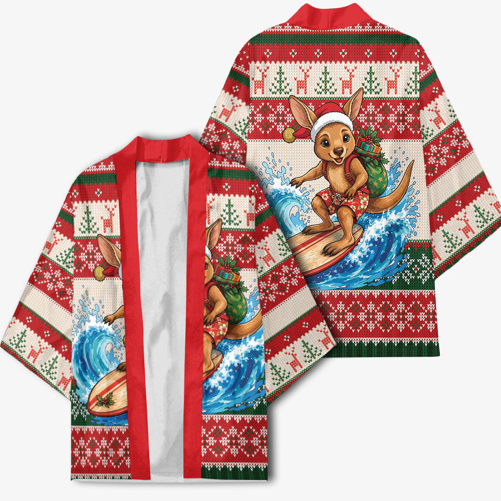 Aussie Wallaby Santa Surf Christmas Kimono Festive Knitted Pattern Inspired