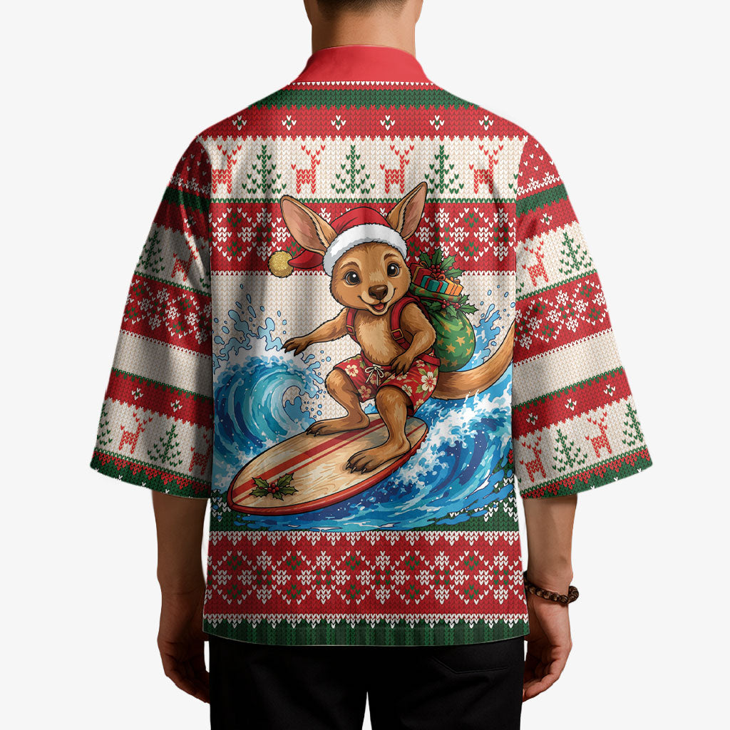 Aussie Wallaby Santa Surf Christmas Kimono Festive Knitted Pattern Inspired