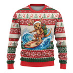 Aussie Wallaby Santa Surf Christmas Ugly Christmas Sweater Festive Knitted Pattern Inspired