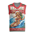 Aussie Wallaby Santa Surf Christmas Knitted V-Neck Vest Festive Knitted Pattern Inspired
