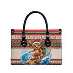Aussie Wallaby Santa Surf Christmas Leather Bag Festive Knitted Pattern Inspired