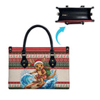 Aussie Wallaby Santa Surf Christmas Leather Bag Festive Knitted Pattern Inspired