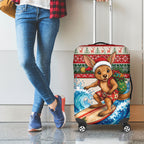 Aussie Wallaby Santa Surf Christmas Luggage Cover Festive Knitted Pattern Inspired