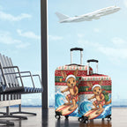 Aussie Wallaby Santa Surf Christmas Luggage Cover Festive Knitted Pattern Inspired