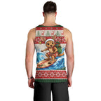 Aussie Wallaby Santa Surf Christmas Men Tank Top Festive Knitted Pattern Inspired