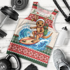 Aussie Wallaby Santa Surf Christmas Men Tank Top Festive Knitted Pattern Inspired