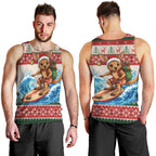Aussie Wallaby Santa Surf Christmas Men Tank Top Festive Knitted Pattern Inspired