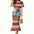Aussie Wallaby Santa Surf Christmas Mermaid Dress Festive Knitted Pattern Inspired