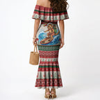 Aussie Wallaby Santa Surf Christmas Mermaid Dress Festive Knitted Pattern Inspired