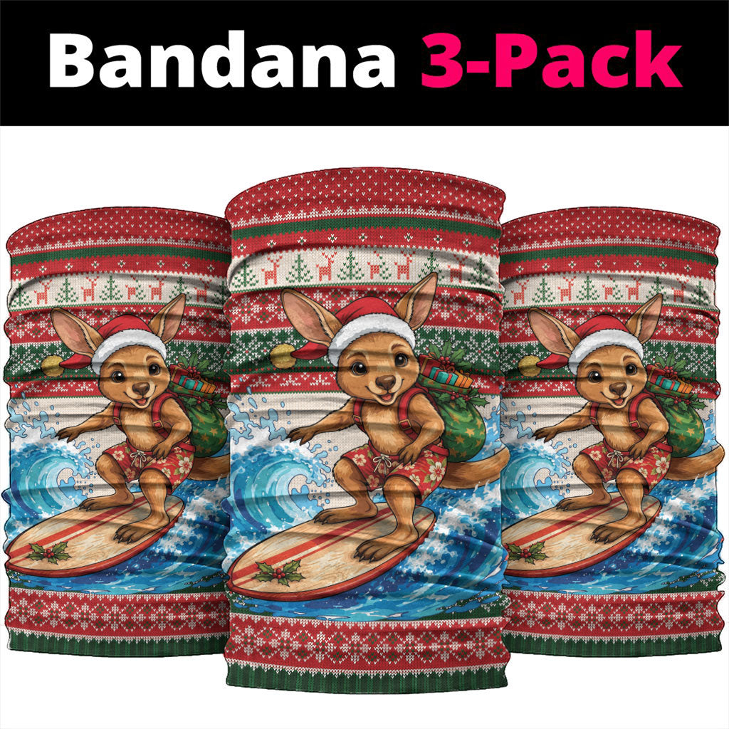 Aussie Wallaby Santa Surf Christmas Neck Gaiter Festive Knitted Pattern Inspired