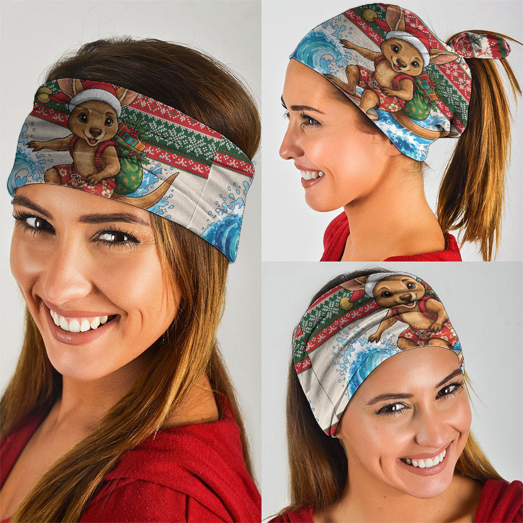 Aussie Wallaby Santa Surf Christmas Neck Gaiter Festive Knitted Pattern Inspired