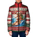 Aussie Wallaby Santa Surf Christmas Padded Jacket Festive Knitted Pattern Inspired