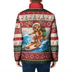 Aussie Wallaby Santa Surf Christmas Padded Jacket Festive Knitted Pattern Inspired