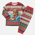 Aussie Wallaby Santa Surf Christmas Pajama Set Festive Knitted Pattern Inspired