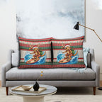 Aussie Wallaby Santa Surf Christmas Pillow Cover Festive Knitted Pattern Inspired
