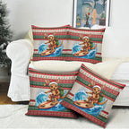 Aussie Wallaby Santa Surf Christmas Pillow Cover Festive Knitted Pattern Inspired