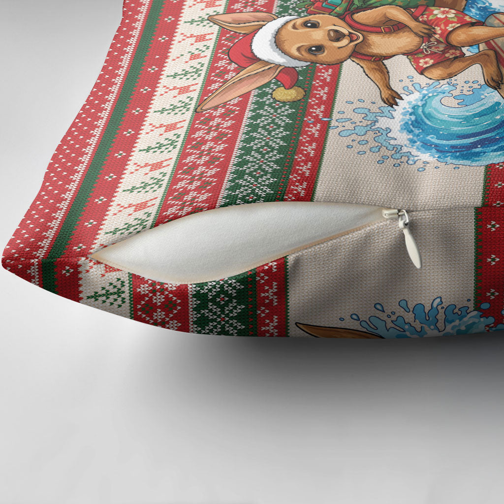 Aussie Wallaby Santa Surf Christmas Pillow Cover Festive Knitted Pattern Inspired