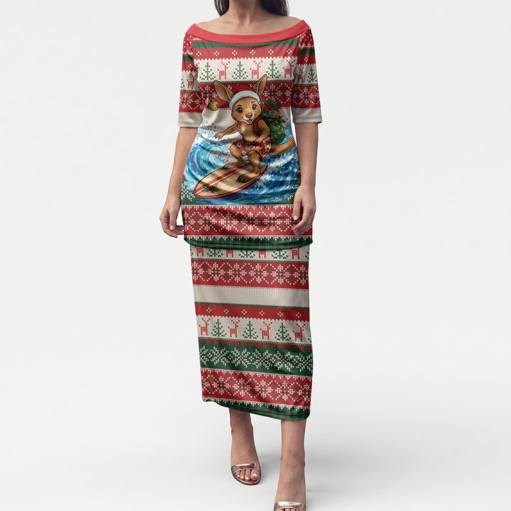 Aussie Wallaby Santa Surf Christmas Puletasi Festive Knitted Pattern Inspired