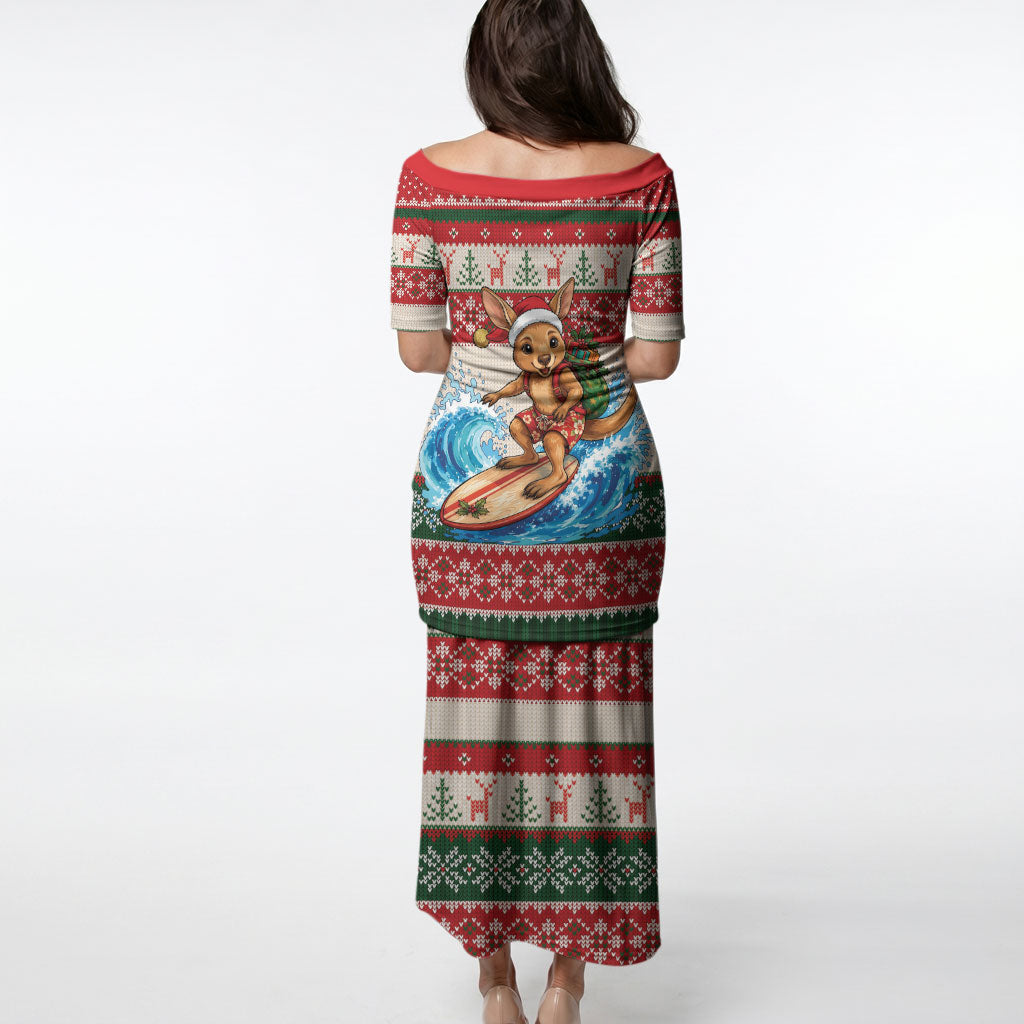 Aussie Wallaby Santa Surf Christmas Puletasi Festive Knitted Pattern Inspired