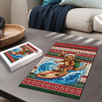Aussie Wallaby Santa Surf Christmas Puzzle Festive Knitted Pattern Inspired