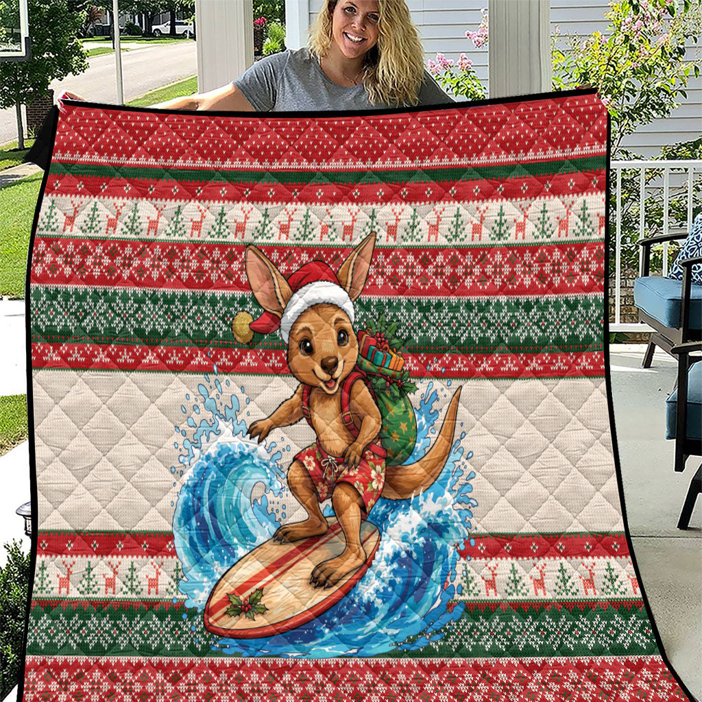 Aussie Wallaby Santa Surf Christmas Quilt Festive Knitted Pattern Inspired