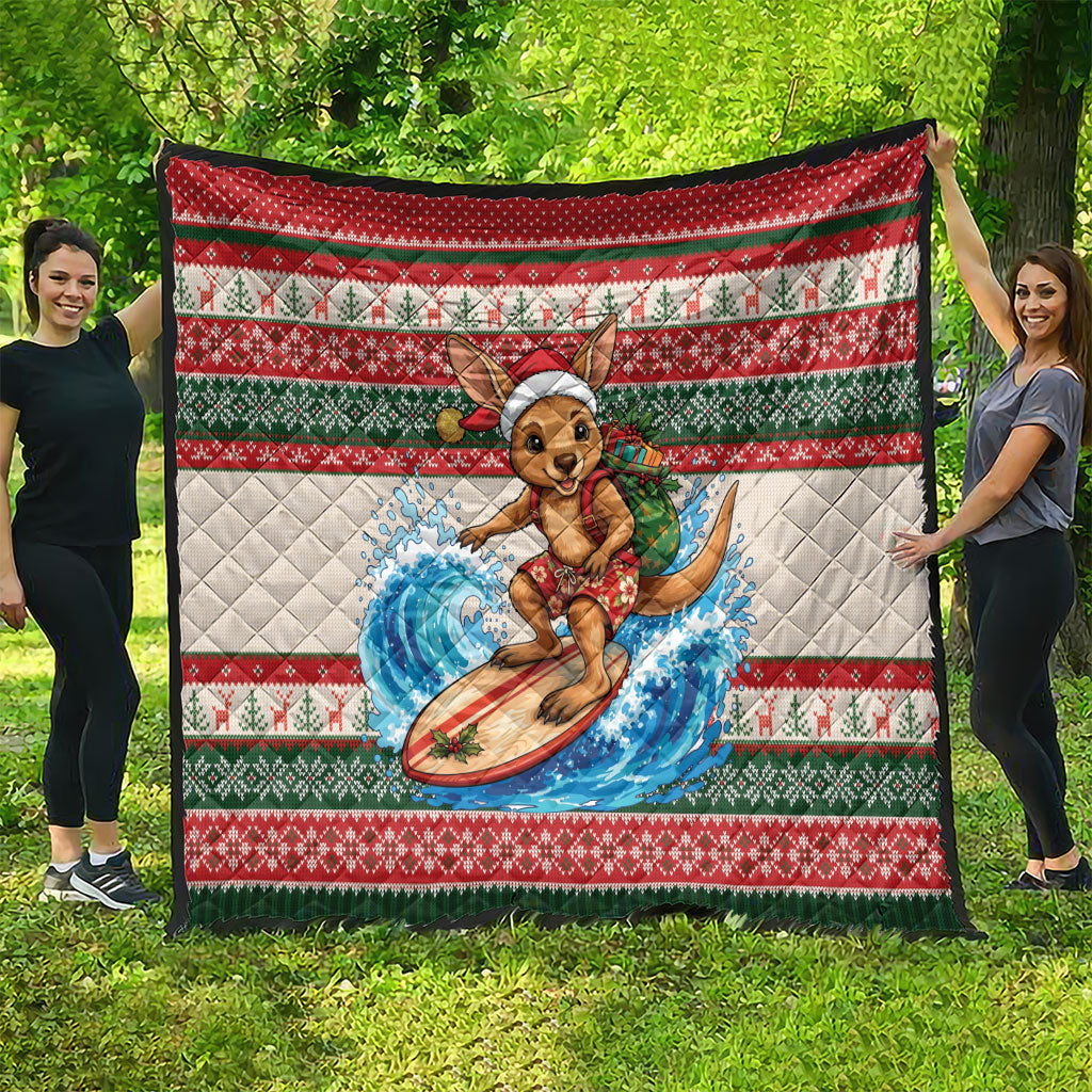 Aussie Wallaby Santa Surf Christmas Quilt Festive Knitted Pattern Inspired
