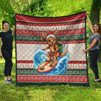 Aussie Wallaby Santa Surf Christmas Quilt Festive Knitted Pattern Inspired