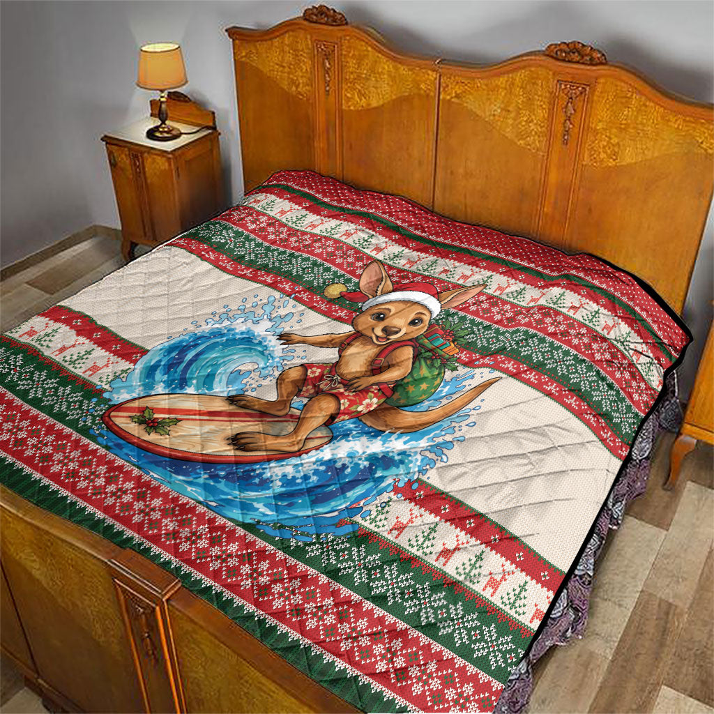 Aussie Wallaby Santa Surf Christmas Quilt Festive Knitted Pattern Inspired