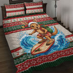 Aussie Wallaby Santa Surf Christmas Quilt Bed Set Festive Knitted Pattern Inspired