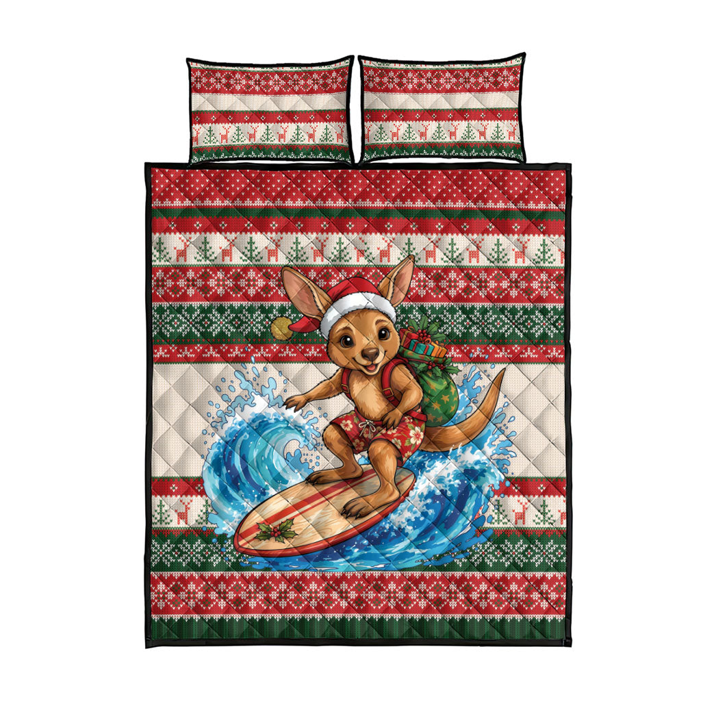 Aussie Wallaby Santa Surf Christmas Quilt Bed Set Festive Knitted Pattern Inspired