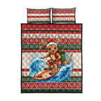 Aussie Wallaby Santa Surf Christmas Quilt Bed Set Festive Knitted Pattern Inspired