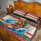 Aussie Wallaby Santa Surf Christmas Quilt Bed Set Festive Knitted Pattern Inspired
