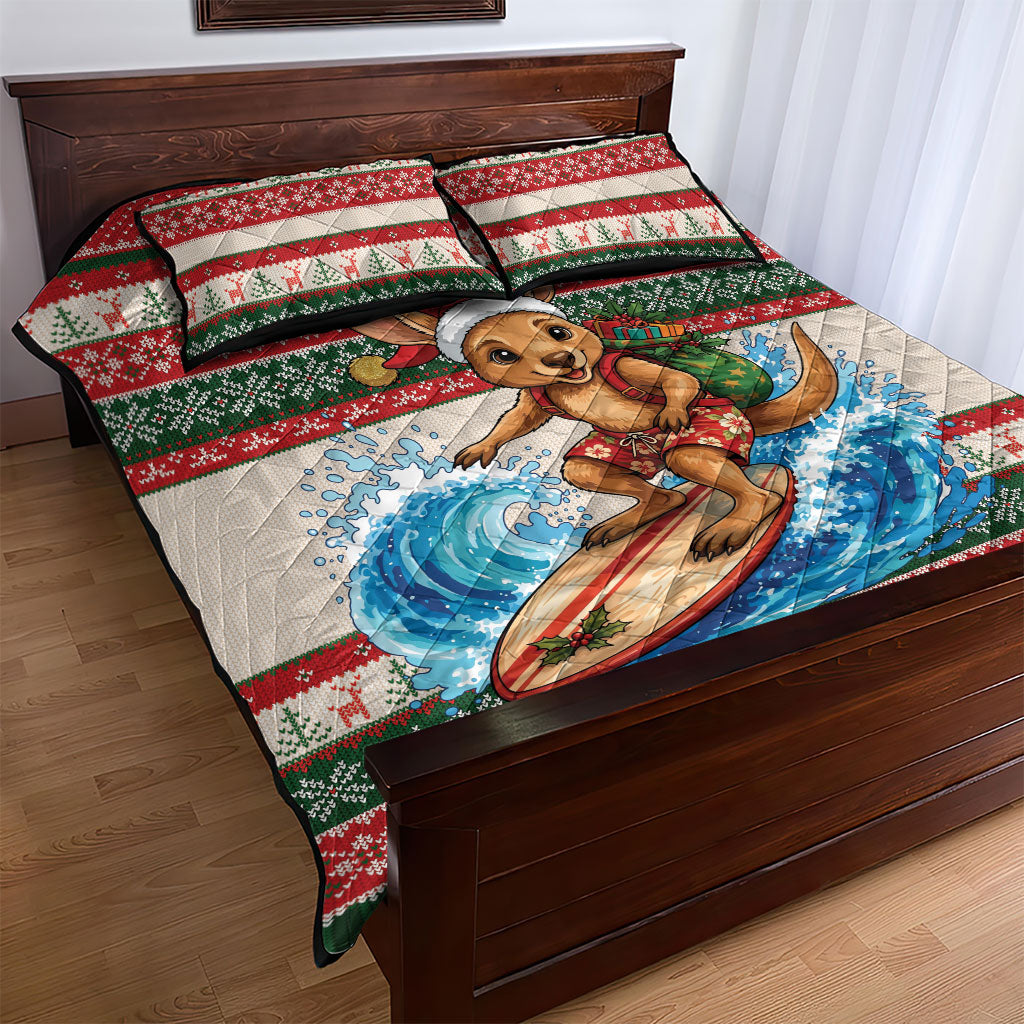 Aussie Wallaby Santa Surf Christmas Quilt Bed Set Festive Knitted Pattern Inspired